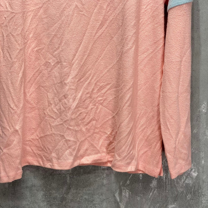 STYLE & CO Petite Pink Striped Neck & Sleeve Crewneck Pullover Sweater SZ P/L