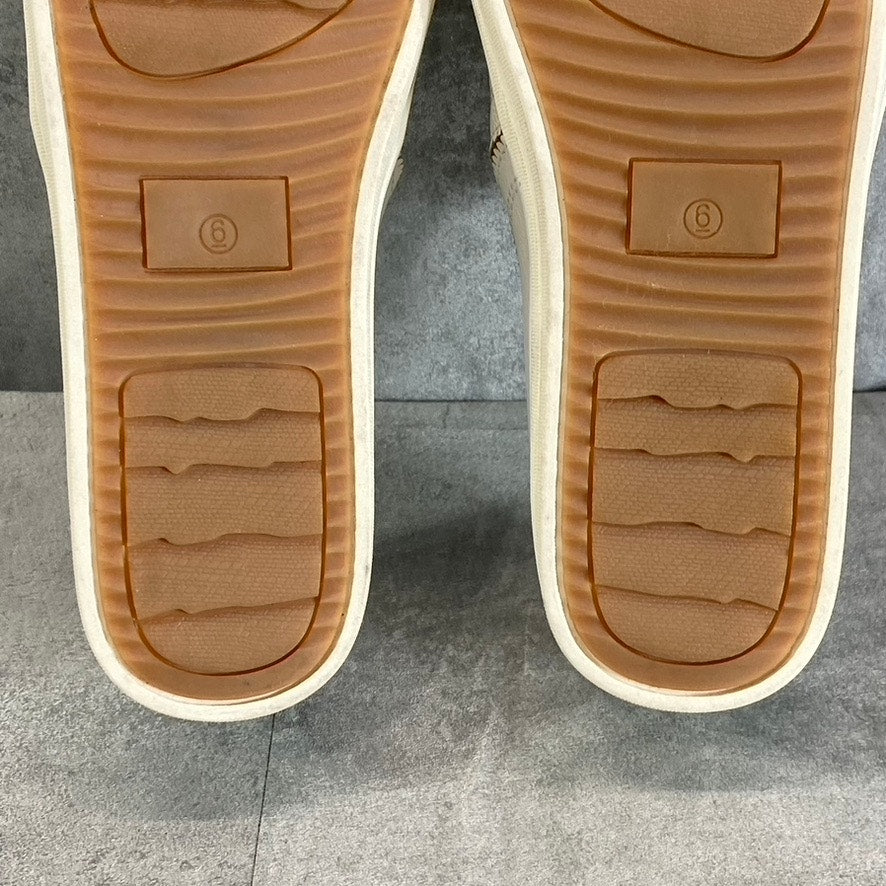 SUN+STONE Women's White Snake Embossed Miriam Round-Toe Slip-On Sneakers SZ 6