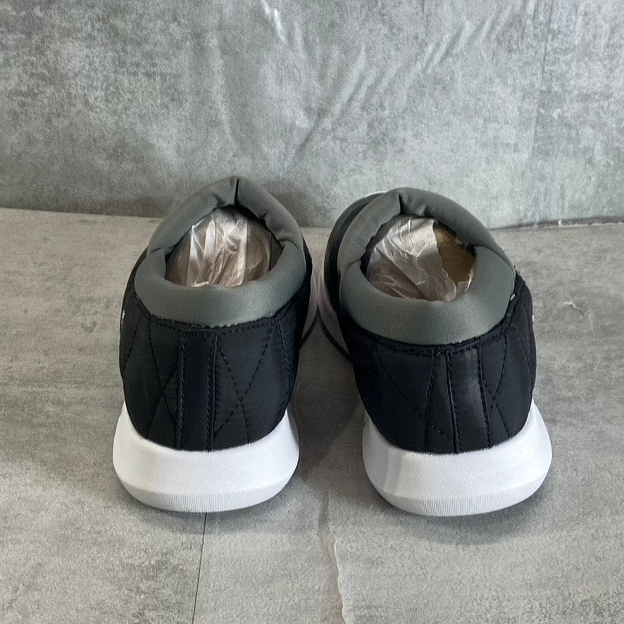 LONDON FOG Women's Black Kelsie Quilted Memory Foam Round-Toe Slip-On Sneakers