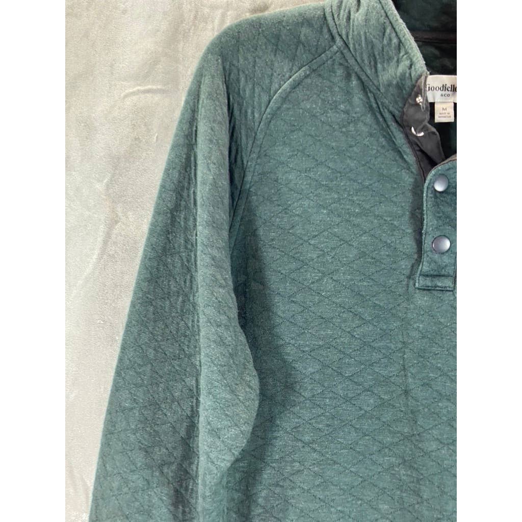 GOODFELLOW & CO Men's Green Diamond Quilted Snap Henley Pullover Sweatshirt SZ M