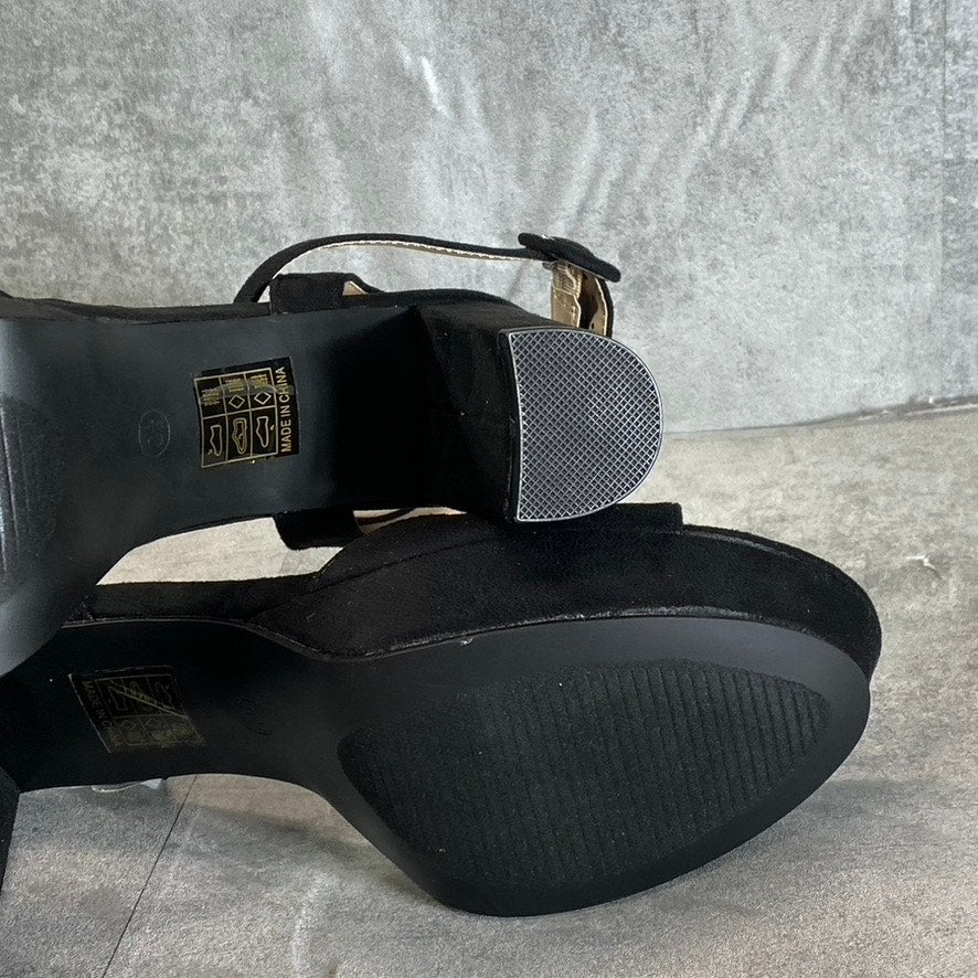 JOURNEE COLLECTION Women's Black Nairri Block Heel Ankle Strap Platform Pumps SZ 8.5