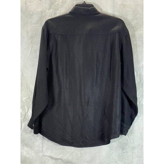 PRONTO UOMO Men's Black Textured Silk Long-Sleeve Button-Up Shirt SZ M