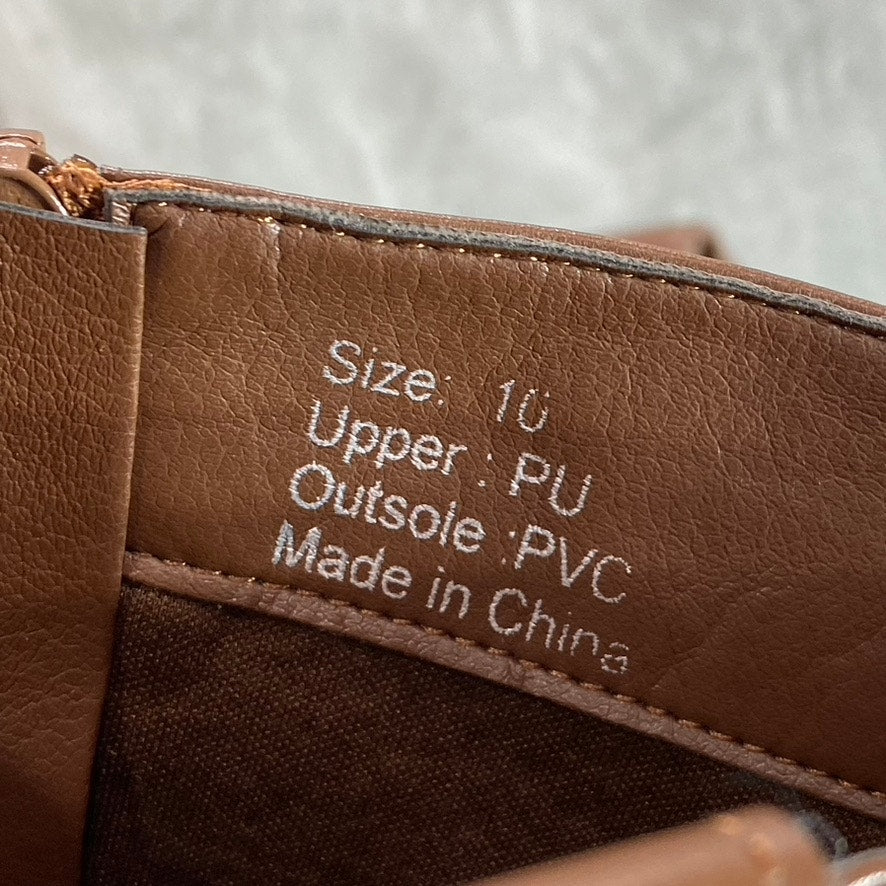 OLIVIA MILLER Women's Dark Brown Faux Leather Kristen Riding Knee-High Boots SZ 10