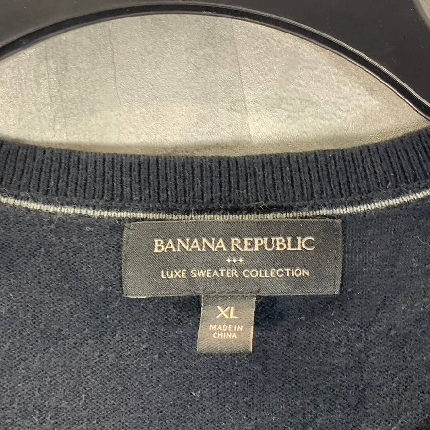 BANANA REPUBLIC Men's Black Luxe V-Neck Pullover Sweater SZ XL