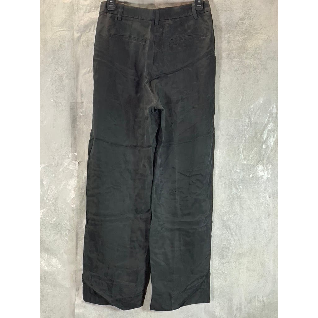 J.CREW Women's Black Solid Drapey Cupro-Blend Trouser Pants SZ 0