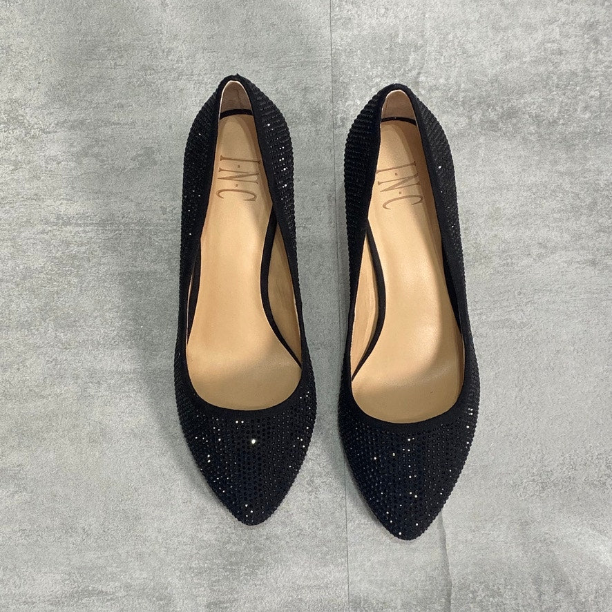 INC INTERNATIONAL CONCEPTS Black Bling Zitah Embellished Pointed-Toe Pumps SZ 7