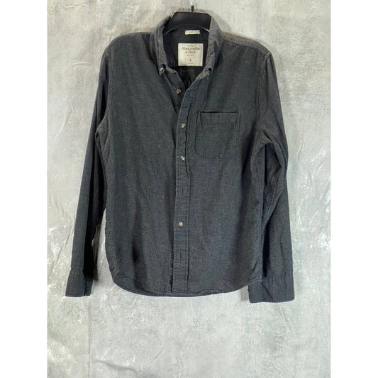 ABERCROMBIE & FITCH Men's Charcoal Muscle Button-Up Long-Sleeve Shirt SZ S