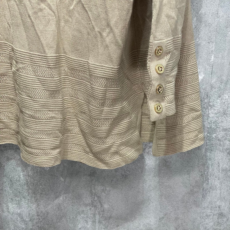 CHARTER CLUB Tan Open-Front Ottoman Pointelle Long Sleeve Cardigan SZ L