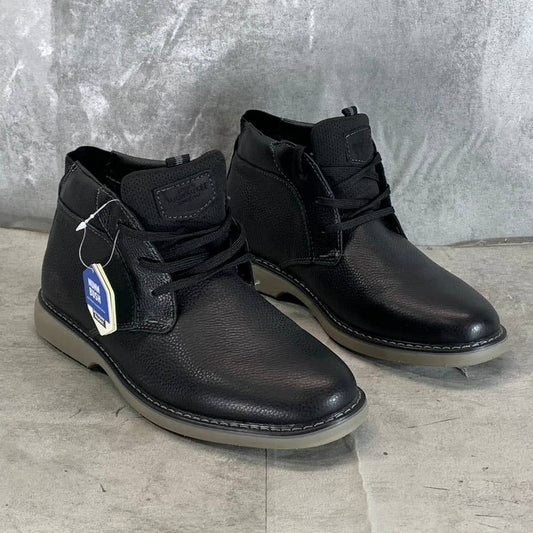 NUNN BUSH Men's Black Tumbled Leather Otto Plain Toe Lace-Up Chukka Boots SZ 7