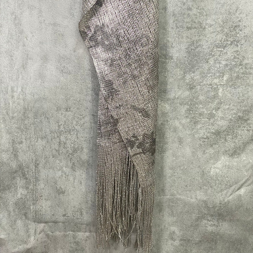 INC INGTERNATIONAL CONCEPTS Silver Floral Dream Fringed Net Wrap OS