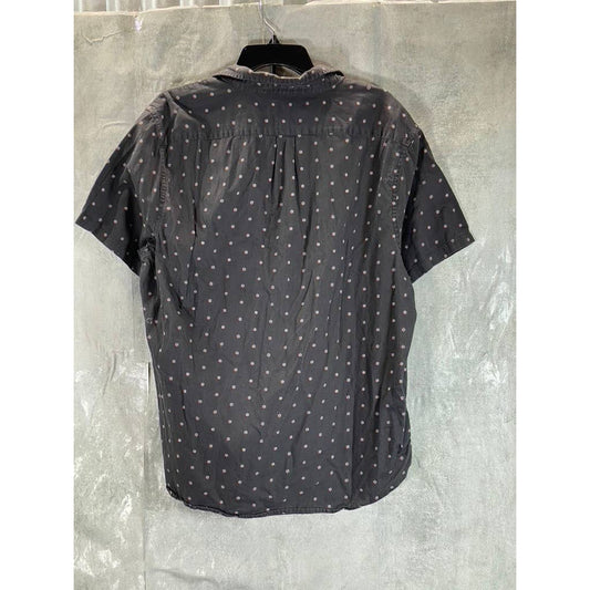 MADEWELL Men's Gray Perfect-Fit Floral Print Button-Up Short-Sleeve Shirt SZ  XL