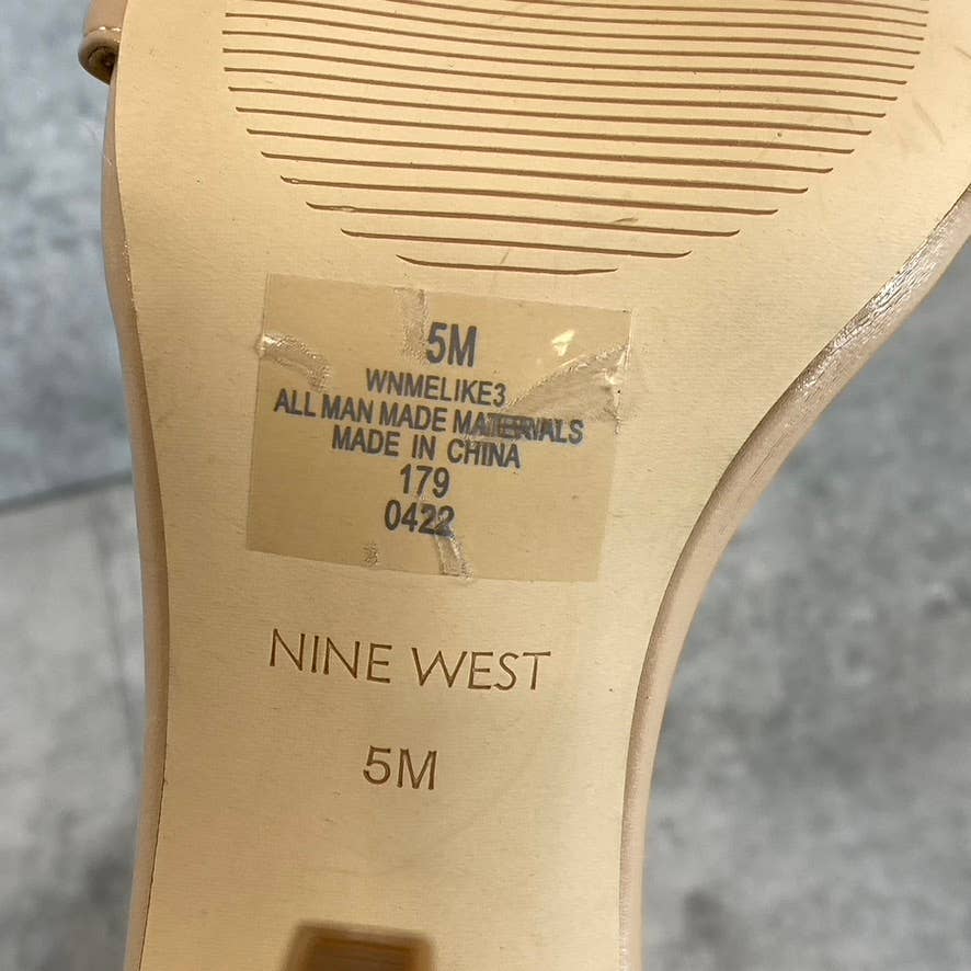 NINE WEST Women's Light Natural Melike Strappy Heeled Dress Sandals SZ 5