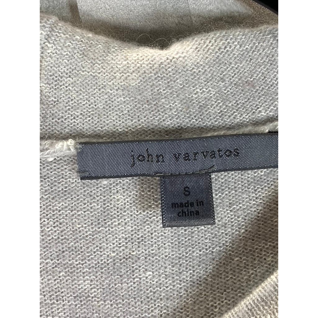 JOHN VARVATOS Men's Light Gray Easy Fit Cashmere Linen Pullover Hoodie SZ S