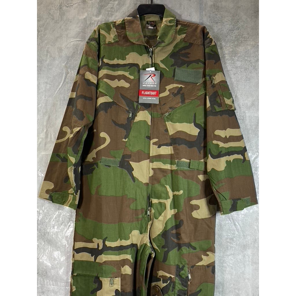 ROTHCO Men's Woodland Camo One-Piece Pull-On Flightsuit SZ S