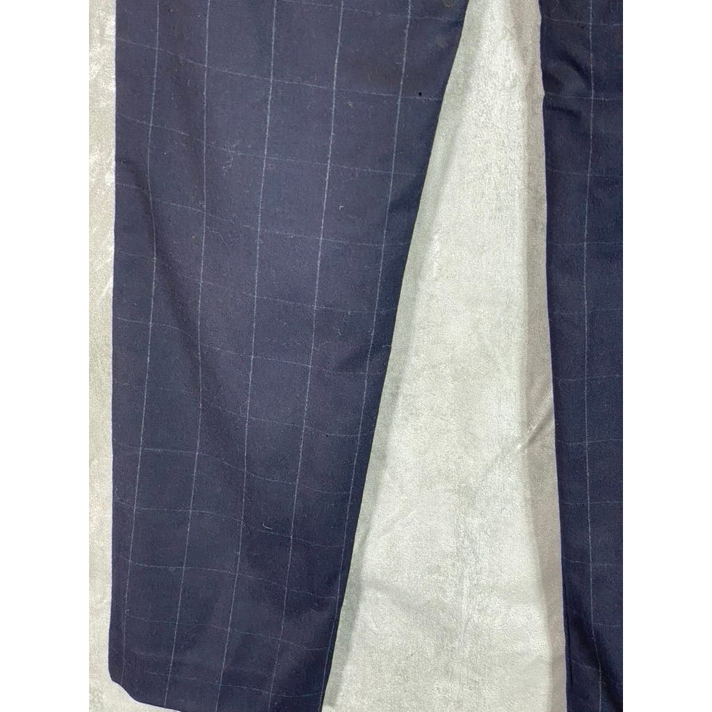 BANANA REPUBLIC Men's Navy Windowpane Tailored Slim-Fit Dress Pants SZ 30X32