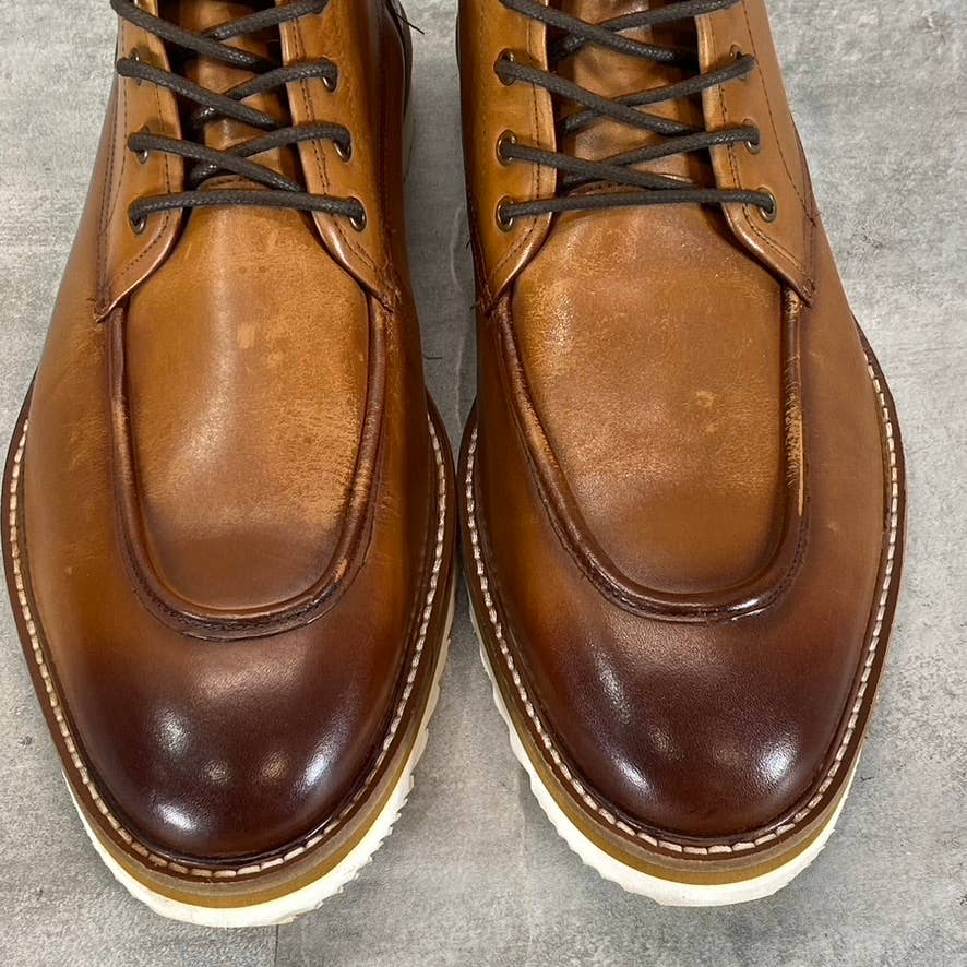 THOMAS & VINE Men's Cognac Leather Mitchell Lace-Up Ankle Boot SZ 10.5