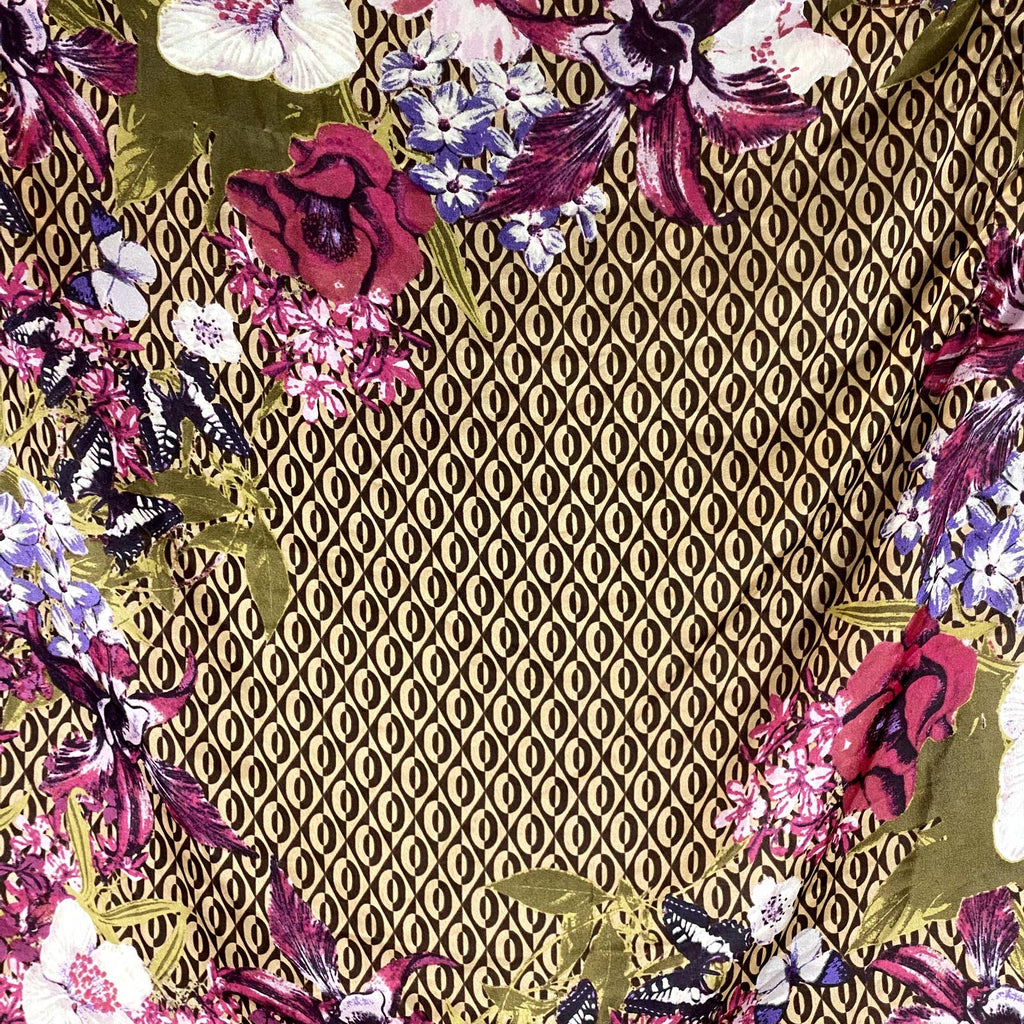 GIANI BERNINI Women's Brown Floral-Print Square Loop Scarf SZ OS