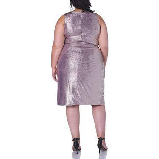 RACHEL ROY Plus Size Purple Faux-Wrap Sleeveless Knee-Length Brigette Foil Dress SZ 3X