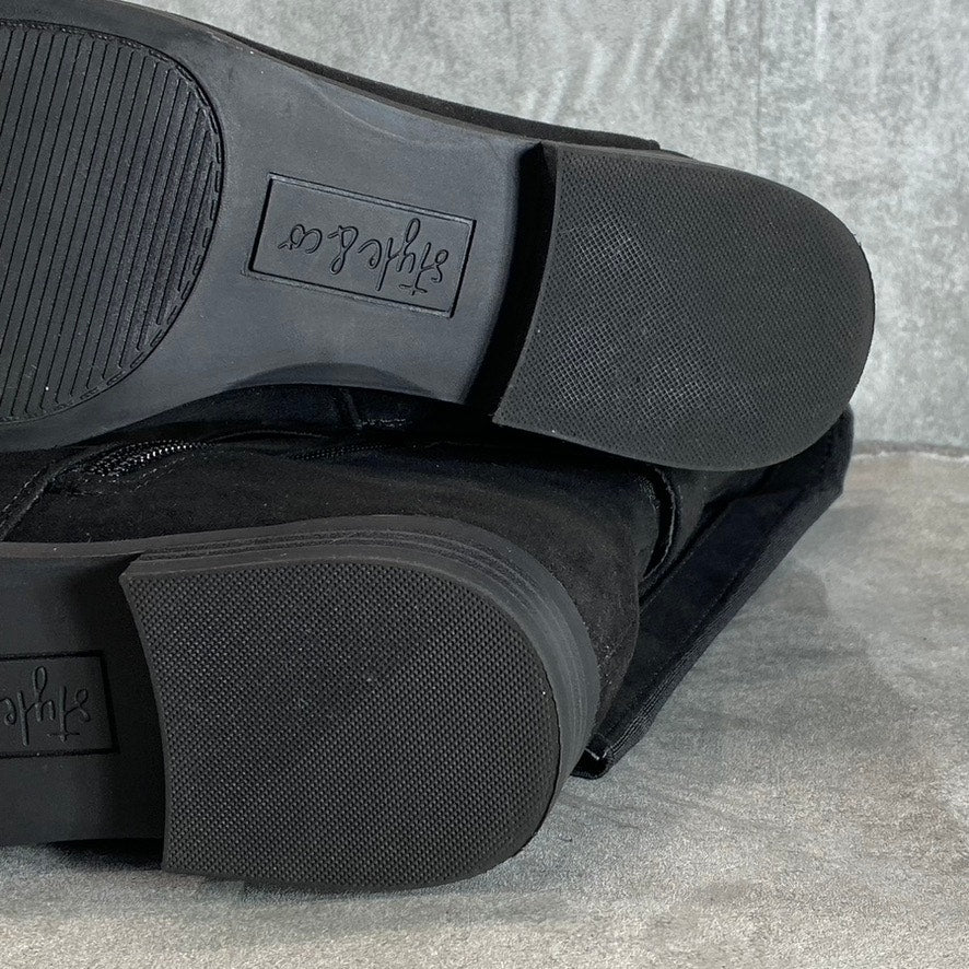 STYLE & CO Women's Black Kimmball Block-Heel Full Side-Zip Over-The-Knee Boots