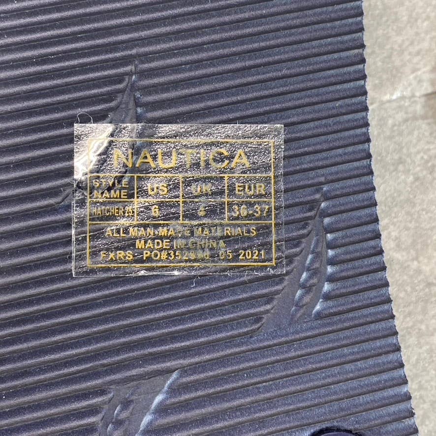 NAUTICA Women's Navy/White Palm Hatcher 25 Slip-On Flop Flop Sandals SZ 6