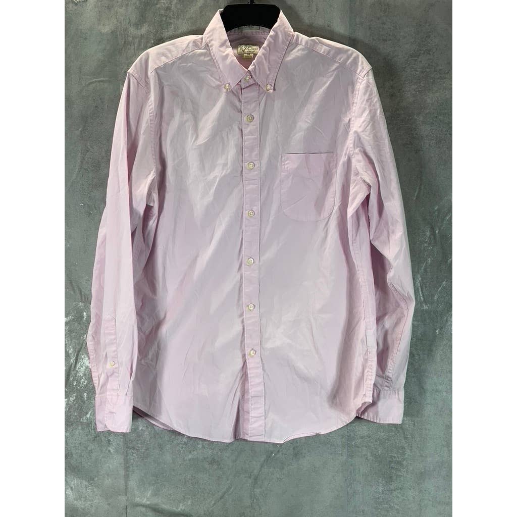 J.CREW Men's Light Pink Classic-Fit Secret Wash Button-Up Long-Sleeve Shirt SZ M