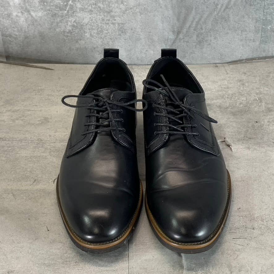 ASTON MARC Men's Black Faux Leather Premier Lace-Up Dress Shoes SZ 9