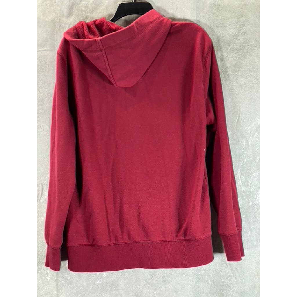 TOMMY HILFIGER Men's Red Casual Zip-Up Fleece Hooded Sweatshirt SZ L