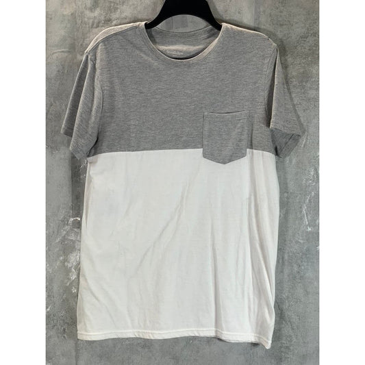 GOODFELLOW & CO Men's Light Gray/White Colorblock Standard-Fit T-Shirt SZ M