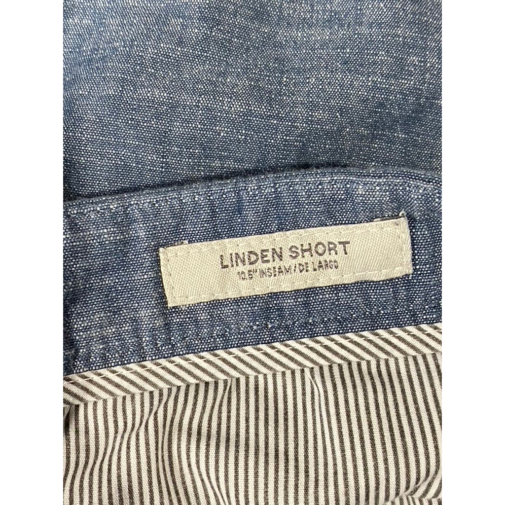 GOODFELLOW & CO Men's Blue Chambray Slim-Fit Flat Front Linden Chino Short SZ 36