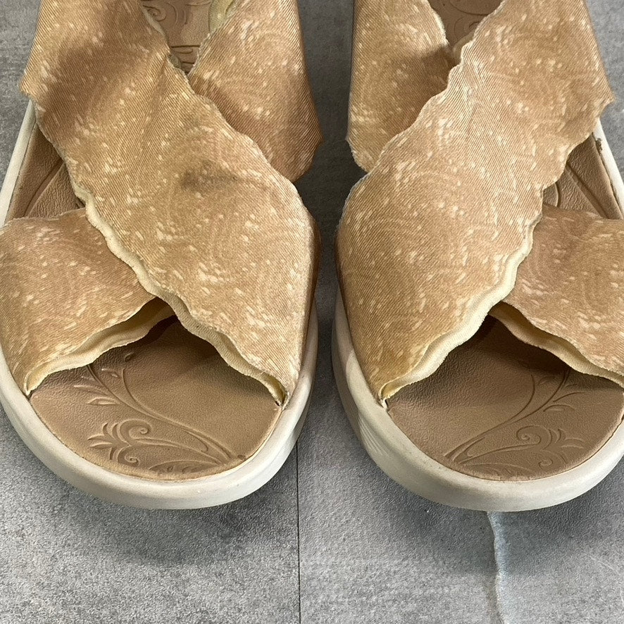 BZEES Women's Almond Sahara Washable Fabric Wedge Slide Sandals SZ 7