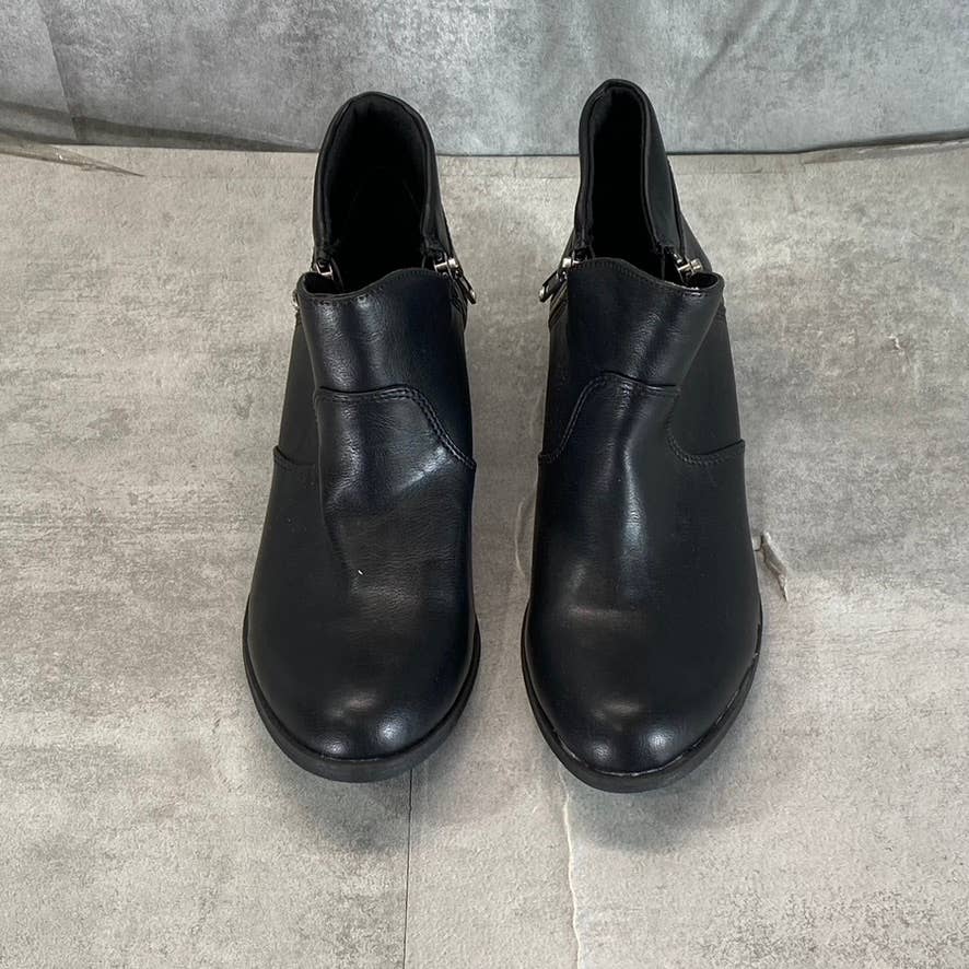 SUN+STONE Women's Black Abby Double-Zip Memory Foam Block-Heel Booties SZ 6