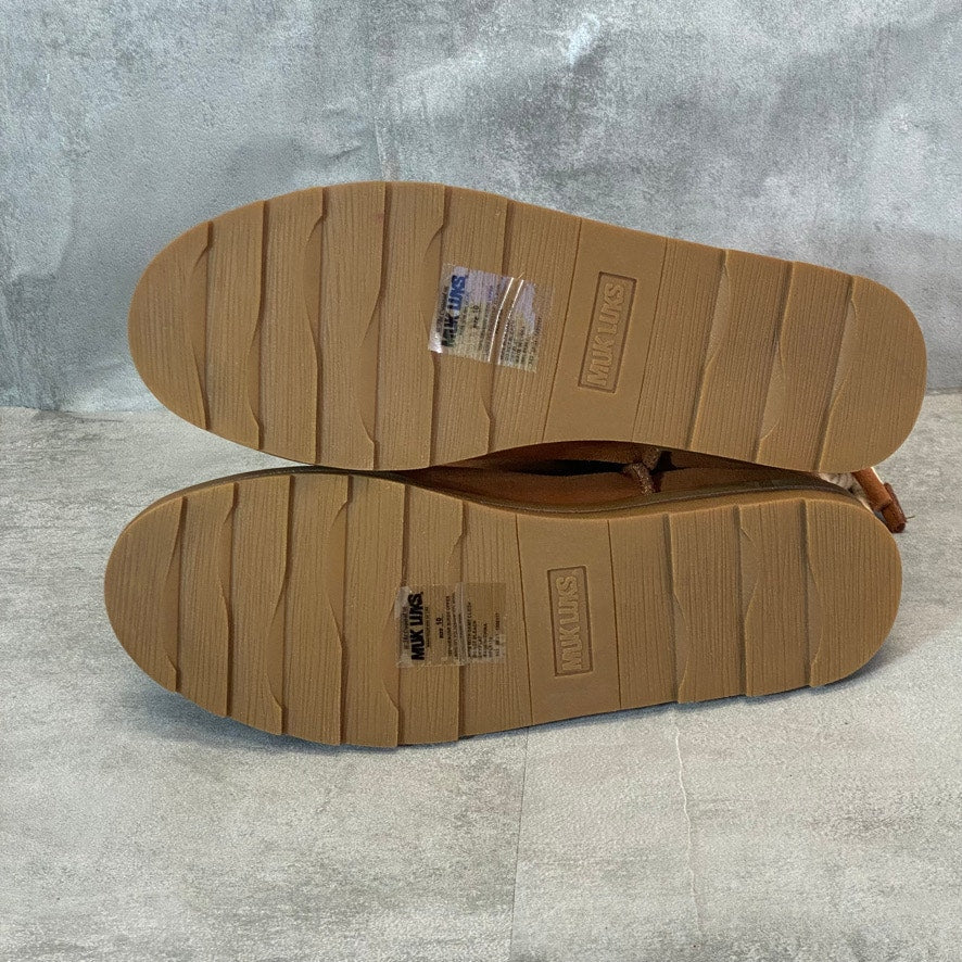 MUK LUKS Cognac Suede Ziggy Memory Foam Rodeo Pull-On Boots SZ 10