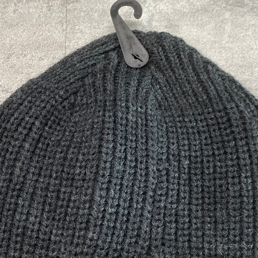 STEVE MADDEN Women's Charcoal Wide Cuff Ribbed Knit Beanie SZ OS