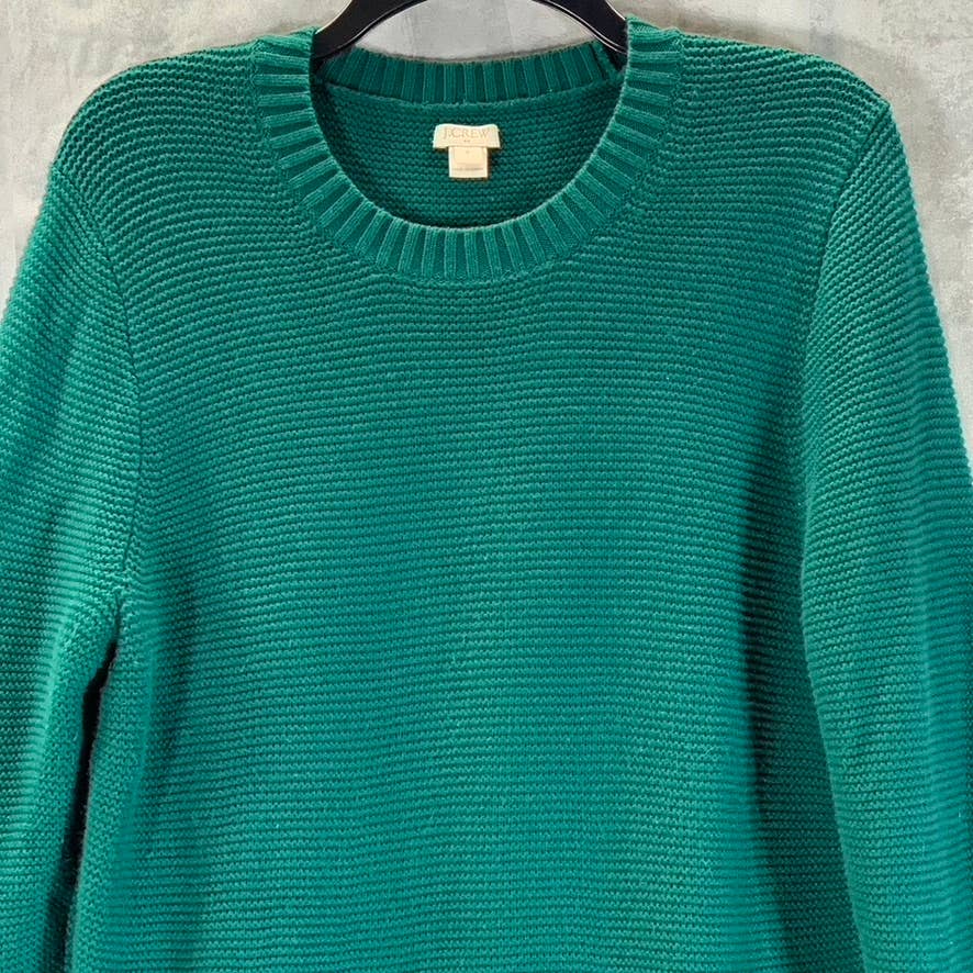 J.CREW Women's Academic Green Classic Crewneck Knit Pullover Sweater SZ M