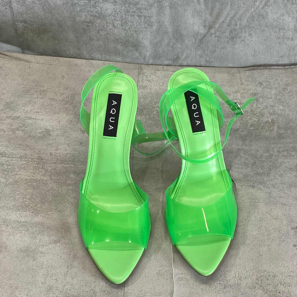 AQUA Women's Green Milan Ankle-Strap Pointed-Toe Stiletto Sandals SZ 9