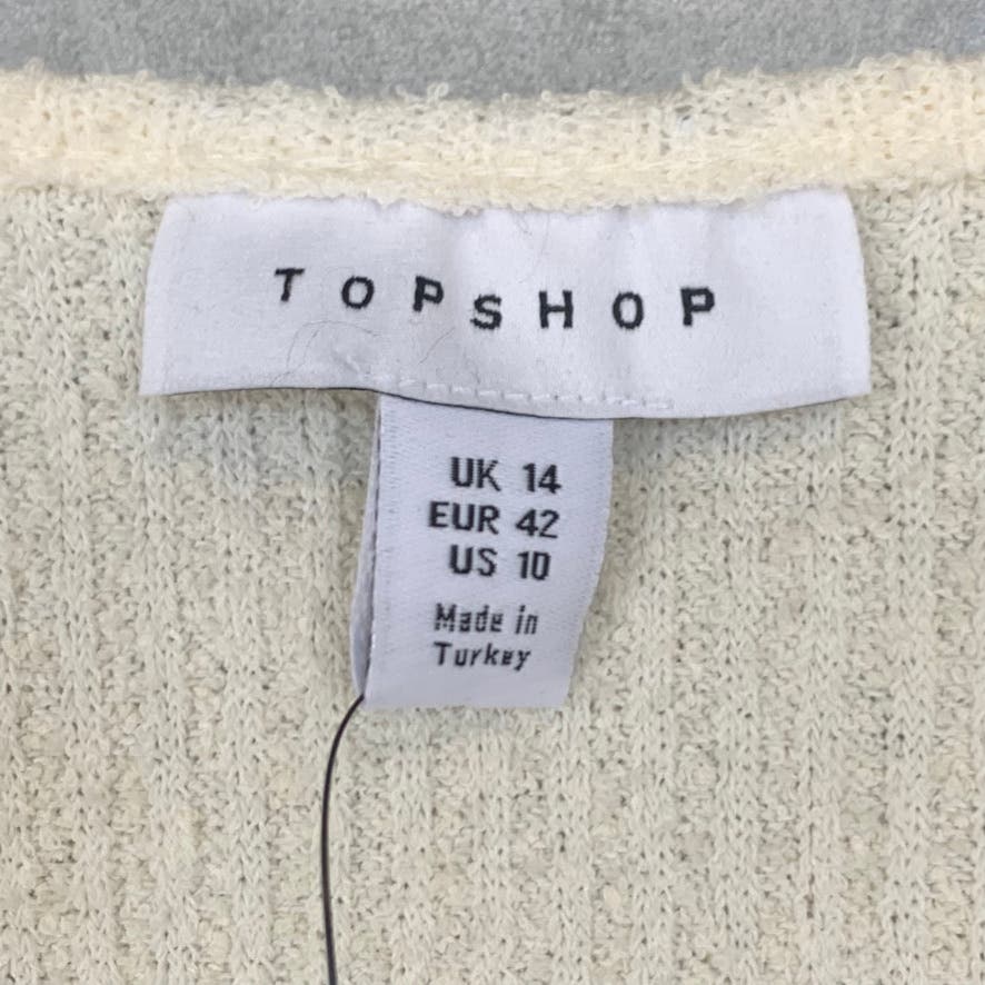 TOPSHOP Cream 2-Piece Scoopneck Cardigan Bodycon Mini Dress SZ 10