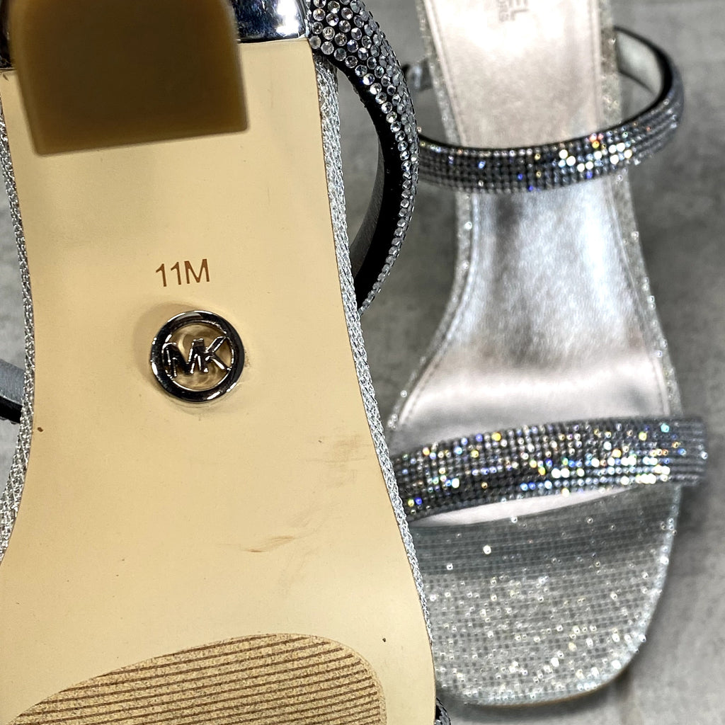MICHAEL MICHAEL KORS Women's Silver Rhinestone Embellished Clara Dress Sandals