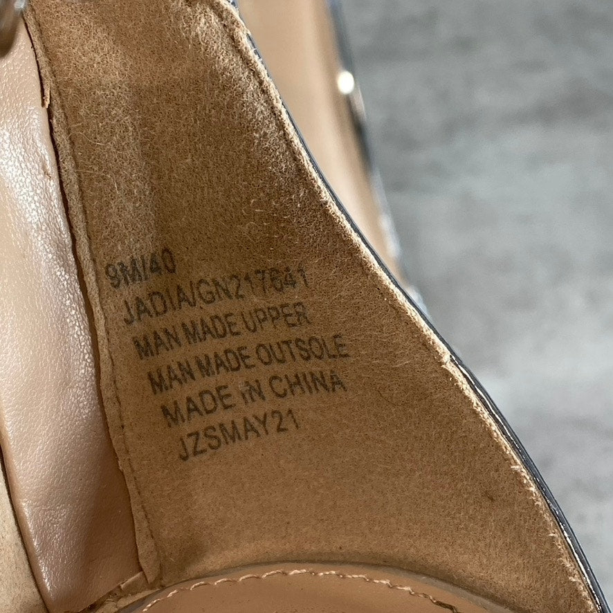 BCBGENERATION Women's Silver Jadia Chain Detail Ankle Strap Dress Sandals SZ 9