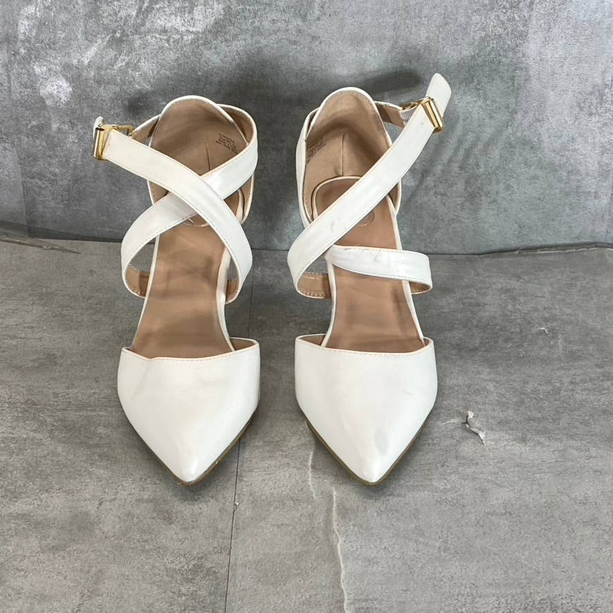 JOURNEE COLLECTION Women's White Wide Riva Pointed-Toe Pumps SZ 6.5