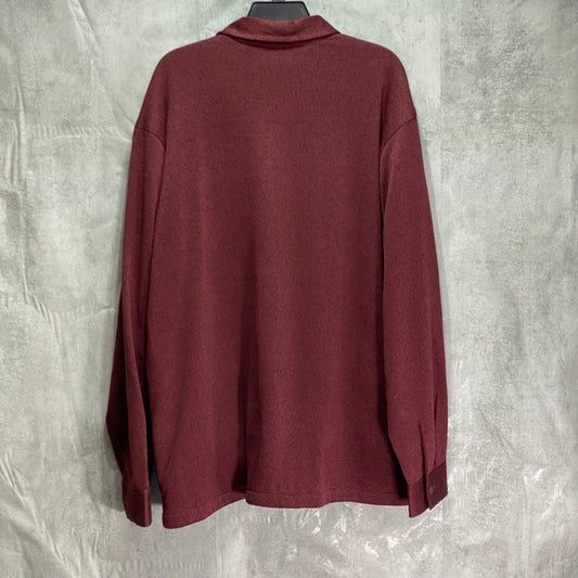 WEATHERPROOF VINTAGE Wine Button-Up Long Sleeve Fleece Sweater SZ 2XL