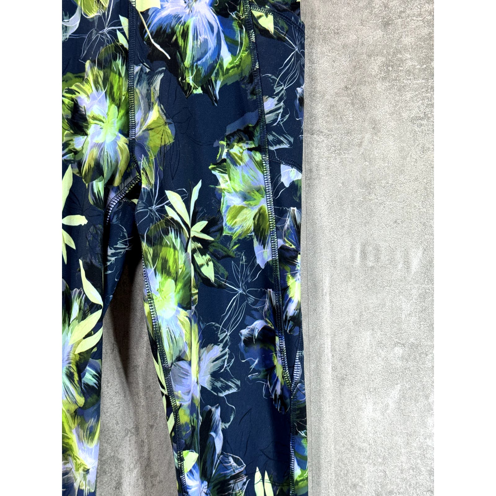 X BY GOTTEX Women's Blue Dark Floral Rachel Pull-On Ankle Leggings SZ S