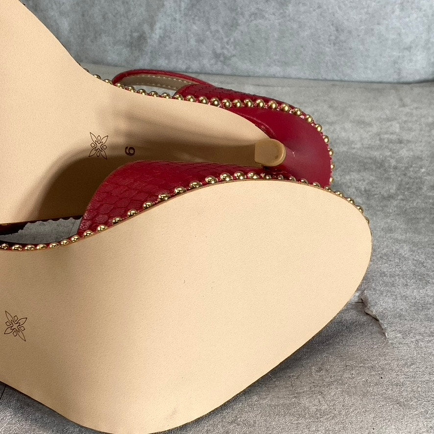 BCBGENERATION Lipstick Breach Leather Jaxina Textured Stiletto Sandals SZ 6