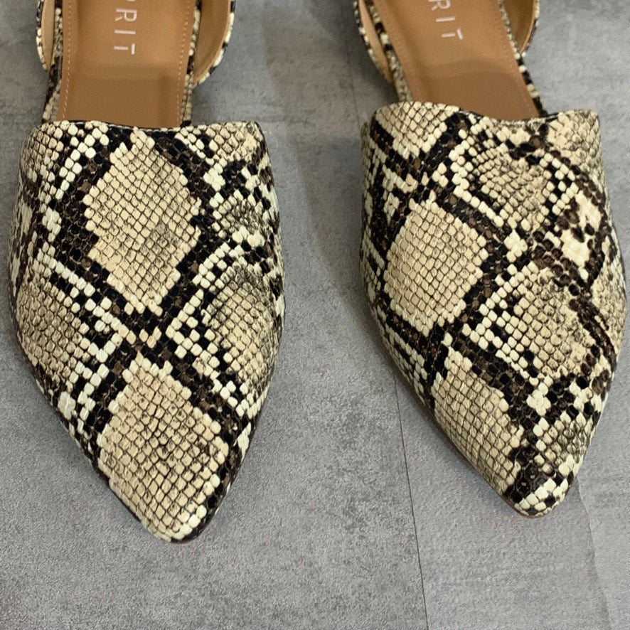 ESPRIT Natural Snake Piper Almond-Toe Slip-On Flats SZ 10