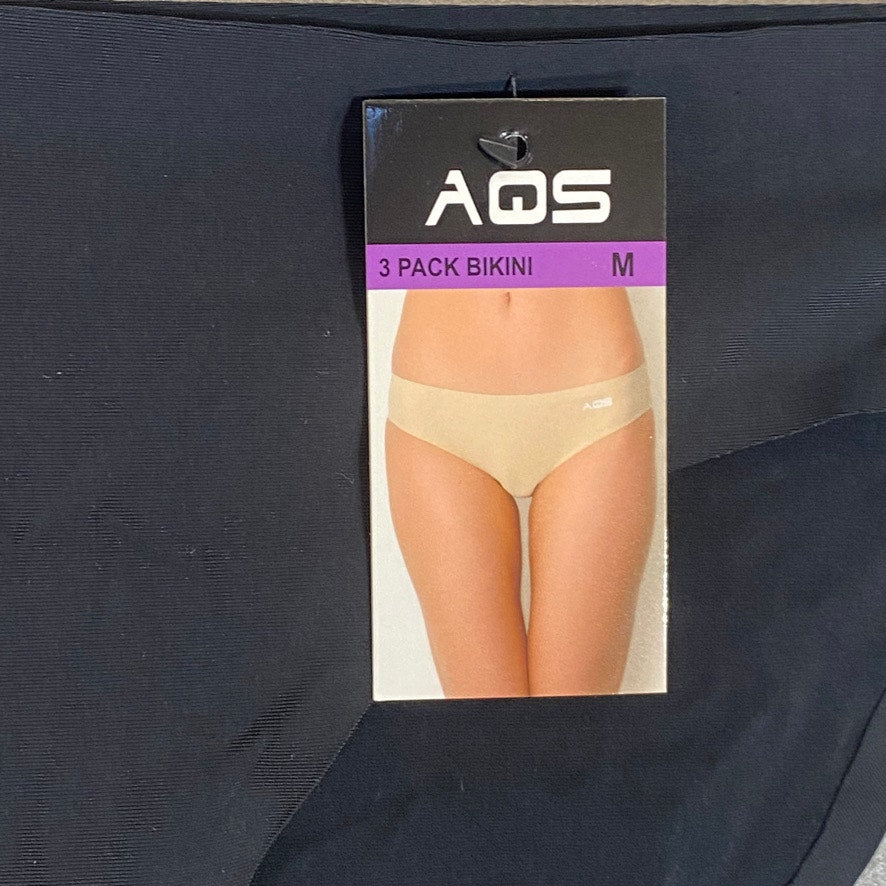 AQS Black Solid Seamless Bikini Cut Panties SZ M