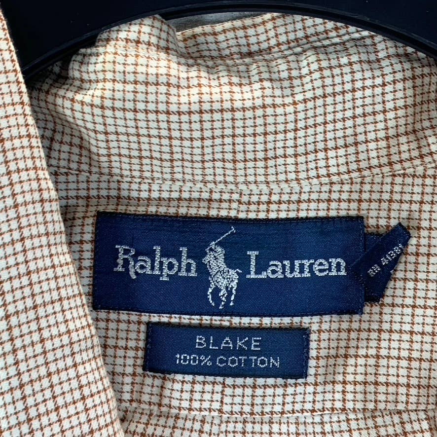 RALPH LAUREN Men's Tan Gingham Blake Classic-Fit Long-Sleeve Button-Up Shirt SZM
