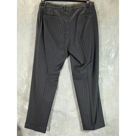 GIORGIO ARMANI Men's Charcoal Pinstripe Flat-Front Pants SZ 54(US 38R)