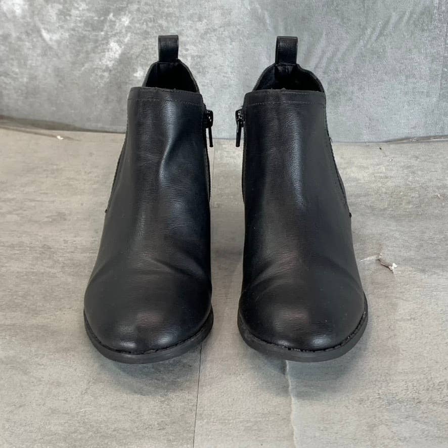 SUN+STONE Women's Black Cadee Memory Foam Slip-On Block Heel Ankle Booties SZ 7