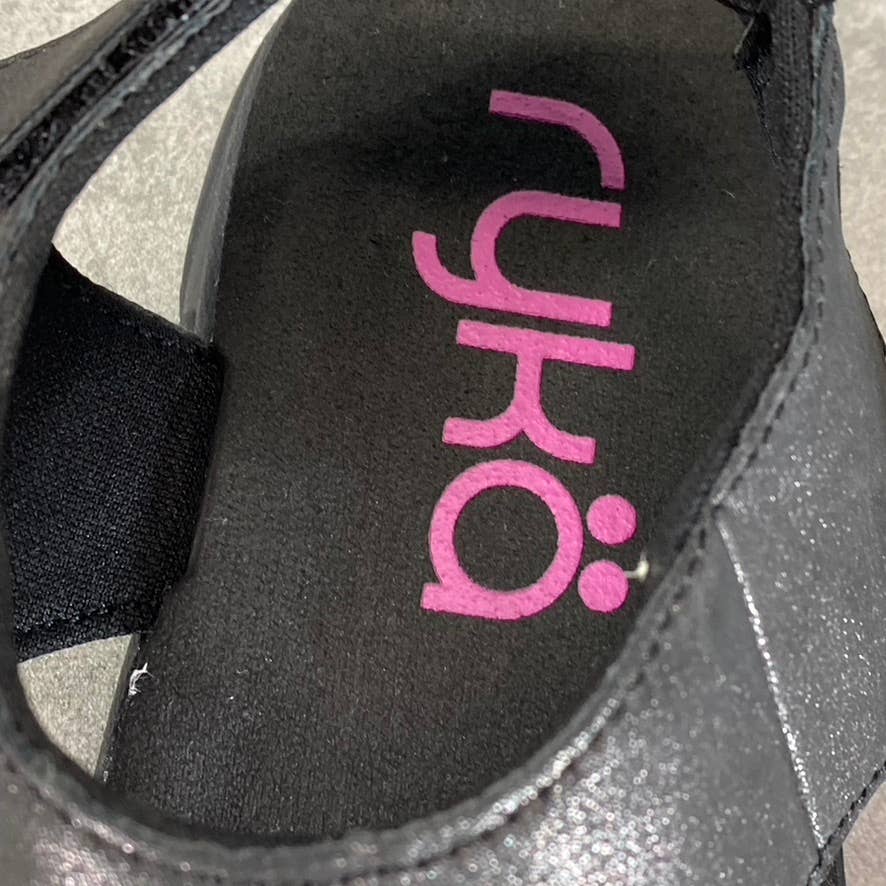 RYKA Women's Wide Black Margo Lightweight Ankle-Strap Thong Sandals SZ 7W