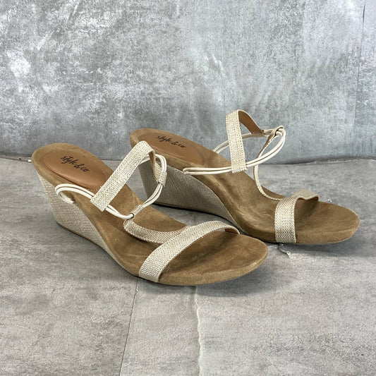 STYLE & CO Women’s Shine Canvas Mulan T-Strap Slingback Wedge Sandals SZ 9.5