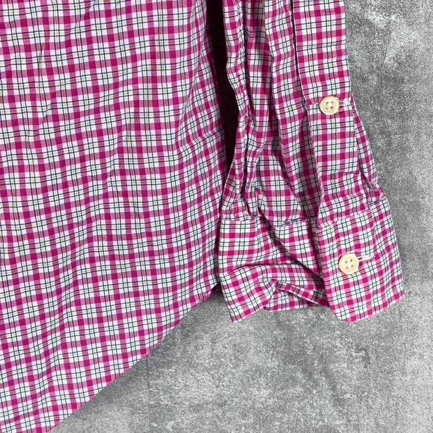 RALPH LAUREN Men's Pink Gingham Classic -Fit Button-Up Long-Sleeve Shirt SZ S
